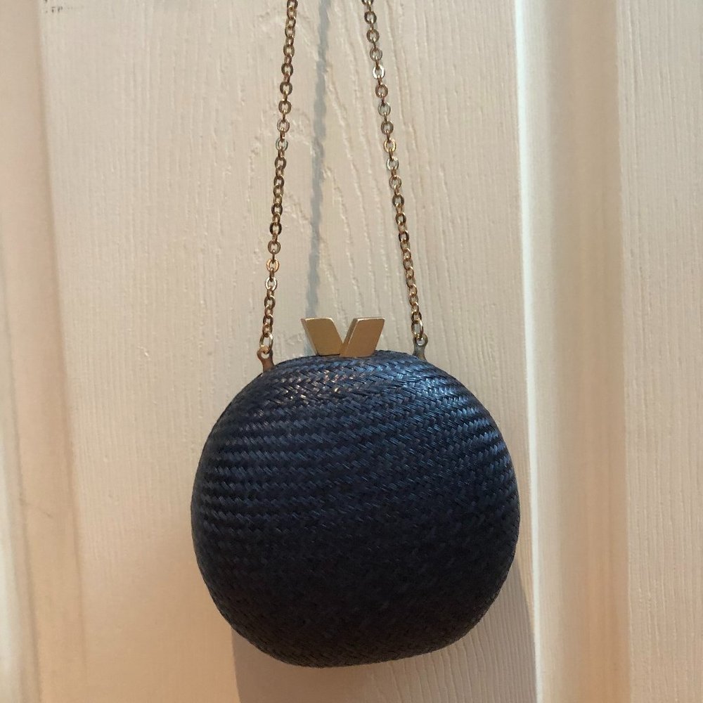 Hoss Intropia Braided Straw Clutch in Navy Blue - Picture 14 of 15